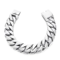 Dettaglio ravvicinato della catena cubana argento larga 31mm con chiusura a scatola - Bracciale 20CM / 31mm Acciaio Lucido