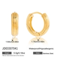 Detailed size measurement of gold stainless steel hoop earrings with textured finish - Stripe Hoop Style(JDE0307041)