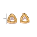 Detail of 2.0cm gold-plated triangular earrings with unique hammered lava texture finish - JH0104 / Gold