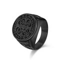 Anello vintage da uomo in acciaio inossidabile nero con medaglia San Benedetto - Taglia 7 / Nero