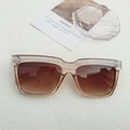 Luxury oversized champagne sunglasses with crystal rhinestones and brown gradient lenses - Champagne