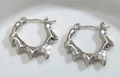 Macro detail of silver irregular lava earrings with modern geometric liquid texture - Silver Style K7-105