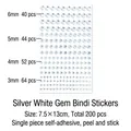 Silver self-adhesive crystal heart gem stickers for kids' makeup and DIY decoration - Silver White Gem Face Stickers