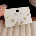 Three-piece set of elegant gold stud earrings with white rhinestones and S925 silver needles - Rhinestone Flower Set (110#)