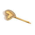 Pinza para el pelo corazón irregular de acero inoxidable chapado en oro 18K y cristales - Pinza para el Pelo de Corazón con Diamantes de Imitación Irregulares / Dorado