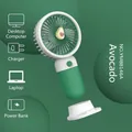 Mini ventilatore portatile verde avocado con base bianca rimovibile e motivo a frutto - Avocado Verde (88146A)