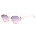 Chic cat eye sunglasses featuring translucent pink frames and purple gradient lenses - Transparent Pink Frame Gradient Purple Lens