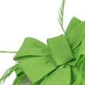 Elegant green mesh bow fascinator with feather accents for elegant formal events - Light Green
