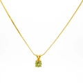 Gold plated stainless steel necklace with green round zircon birthstone pendant - Stainless Steel Rope Chain / August-Peridot Green