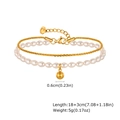 Détails du bracelet perles avec pendentif smiley et mesures de longueur de chaîne - Double Couche Chaîne Fine Perle Perle Ronde / Doré