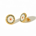 White Daisy Enamel Studs (TE6638-G)