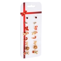 Ensemble de boucles d'oreilles de Noël avec renne, canne à sucre et sapin sur carte - 14 Canne de Noël Set (7482)