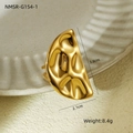 Detail view of gold hammered texture ring with size dimensions 3.8cm and 2.1cm - Half Round Irregular Gold (NMSR-G154-1)
