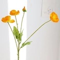 Vibrant orange artificial poppy bouquet with blooming flowers and textured green stems - Orange