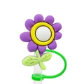 Purple flower silicone straw topper with white and yellow accents for straw protection - 1704-41 Purple Small Flower