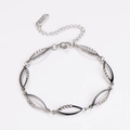 Detailed close-up of S925 sterling silver shell bracelet links with crystal stones - Steel