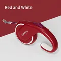 KIMPETS automatic retractable dog leash in red and white with ergonomic ring handle - Red White / 3M