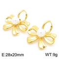 Orecchini a fiocco vintage francese in oro 18 carati con perle bianche lucide - Orecchini d'Oro (KE113941-KFC)