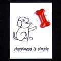 Dog bone shaped natural crystal agate stone on a happiness simple healing card - Red Jasper