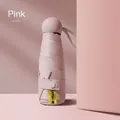 Pink ultra-light mini pocket sun umbrella with UPF50+ rating in compact folded state - 5-Fold Umbrella/Cloth Sleeve / Pink