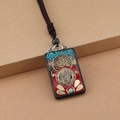 Ebony Black Zambala No.2 Thangka Square Necklace