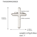 Bague ouverte croix en acier inoxydable doré à l'or 18 carats et nacre blanche - US 7 / Bague Croix Coquille Argentée