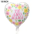 18 inch heart-shaped balloon with Te Amo Mamá text and floral patterns for Mother Day - Spanish Mother's Day #3