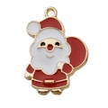 Ciondolo Babbo Natale in smalto rosso e bianco con lega dorata per gioielli fai-da-te - Babbo Natale (9902) / 1 Pezzo/Confezione (17x22mm) / Rosso