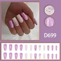 Long ballet laser purple press-on nails set with aurora rhinestones and glitter finish - Purple Gradient Rhinestone Long Coffin Style (D699 with Glue)