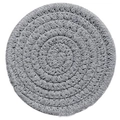 Handcrafted round grey woven cotton placemat with spiral heat-resistant design - Gray