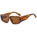 Gafas de sol rectangulares de carey con lentes marrones y montura retro gruesa - Carey