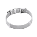 Silver stainless steel mesh watch band bracelet with adjustable buckle on white background - Silver Mesh Band Bracelet