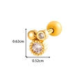 Golden stud earring with sparkling round cubic zirconia and screw back closure - Double Round Zircon Beaded Style (2620-4#) / Gold