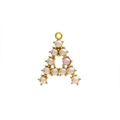 Detail of letter A pendant featuring white and pink pearls on a gold-plated base - Pearl Letter A - Pink