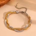 Pulsera de tres capas en acero inoxidable tricolor con baño de oro de 18 quilates - I805 Pulsera Tricolor