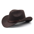 Classico cappello da cowboy western marrone scuro con fascia in pelle decorata - M (56-58cm) / caffè