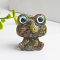 Handmade frog figurine crafted with natural green and brown crystal gravel in resin - Unakite