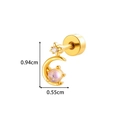 Pendiente piercing dorado de luna y estrella con circonitas y cierre de rosca seguro - Estilo Luna y Estrella (902-3# Gold)