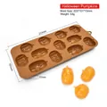 Detailed view of Halloween pumpkin silicone chocolate mold with dimensions and weight info - FCM-Emoji Pumpkin CM-155 / Brown