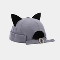 Grazioso cappello Miki grigio con orecchie di gatto e fibbia in metallo regolabile - Blu nebbia con orecchie di gatto nere