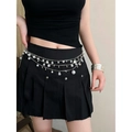 Elegant silver multi-layer waist chain with white pearls and star charms for women - Silver Pearl