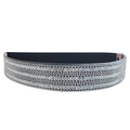 Elastic wide belt with glittering rhinestones and geometric diamond patterns on black band - Style H - Black Base Geometric Rhombus Rhinestones