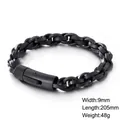 Pulsera de cadena de acero inoxidable negro mate de 9mm de ancho y 205mm de largo - Ancho 9mm Largo 205mm / Negro Mate (KB119213-KFC)