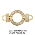 Detail view of gold zircon heart connector for necklaces with dimensions 28.8 by 18 mm - Style-7 (Gold Round D-Clasp)