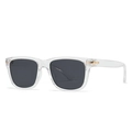 Classic round sunglasses featuring transparent frames with dark lenses and gold metal accents - Transparent Black Gray