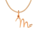 Rose gold stainless steel necklace featuring letter M pendant and small heart detail - M / Rose Gold