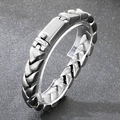 Bracciale a catena cubana da 11 mm in argento opaco con maglie a incastro e chiusura - Acciaio Opaco