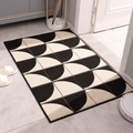 Tappeto d'ingresso geometrico bianco e nero con texture antiscivolo per interni casa - 50x80cm / Stile Isabelle (Righe Bianco e Nero)