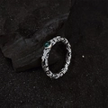 S925 sterling silver dragon ring in silver finish featuring a round green gemstone - Green Gem Hollow Carved Style (J4611)