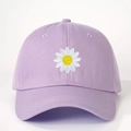 Classic light purple baseball cap with white daisy embroidery and adjustable cotton strap - One Size / Light Purple